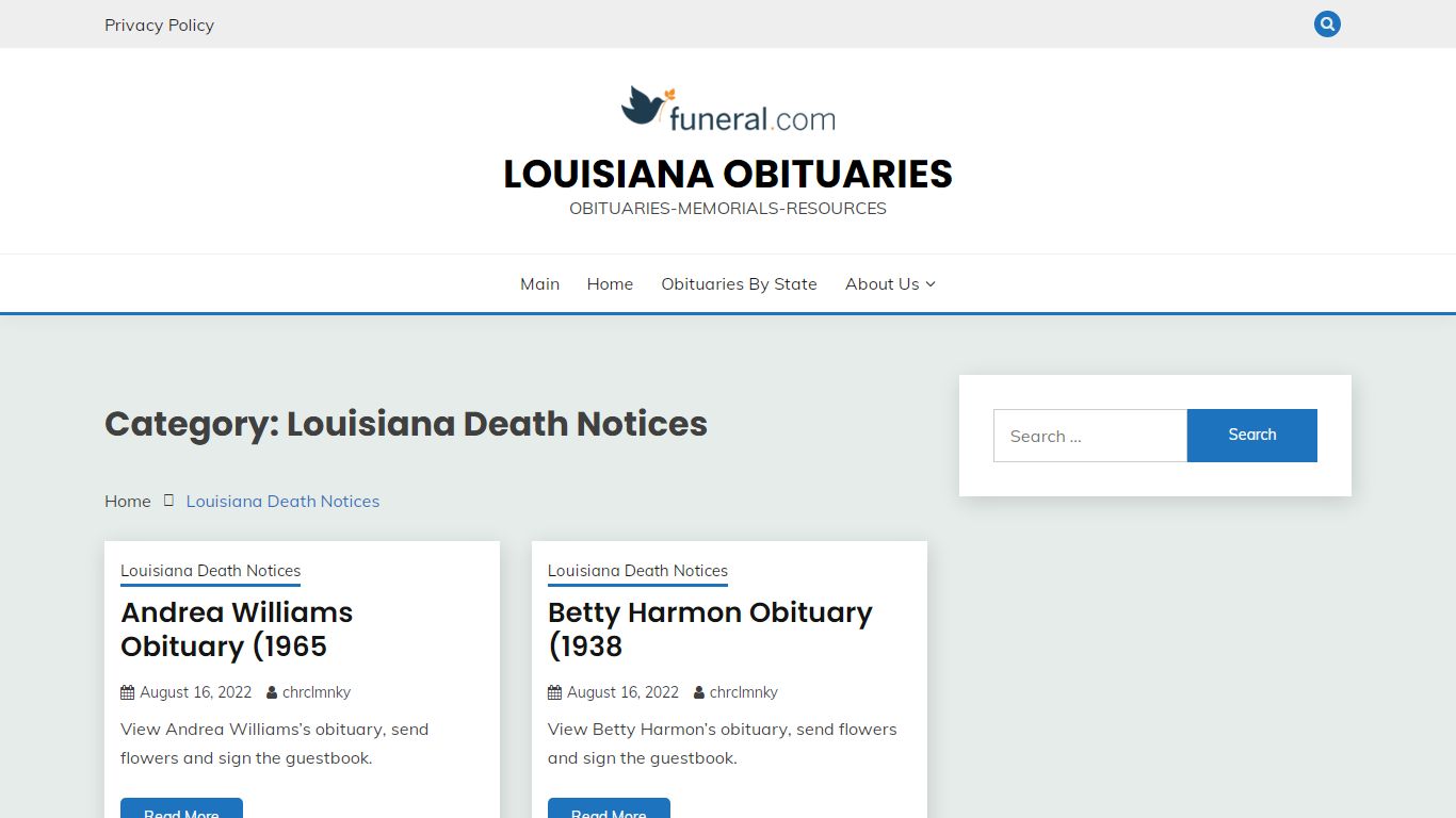 Louisiana Death Notices – Louisiana Obituaries - funeral.com