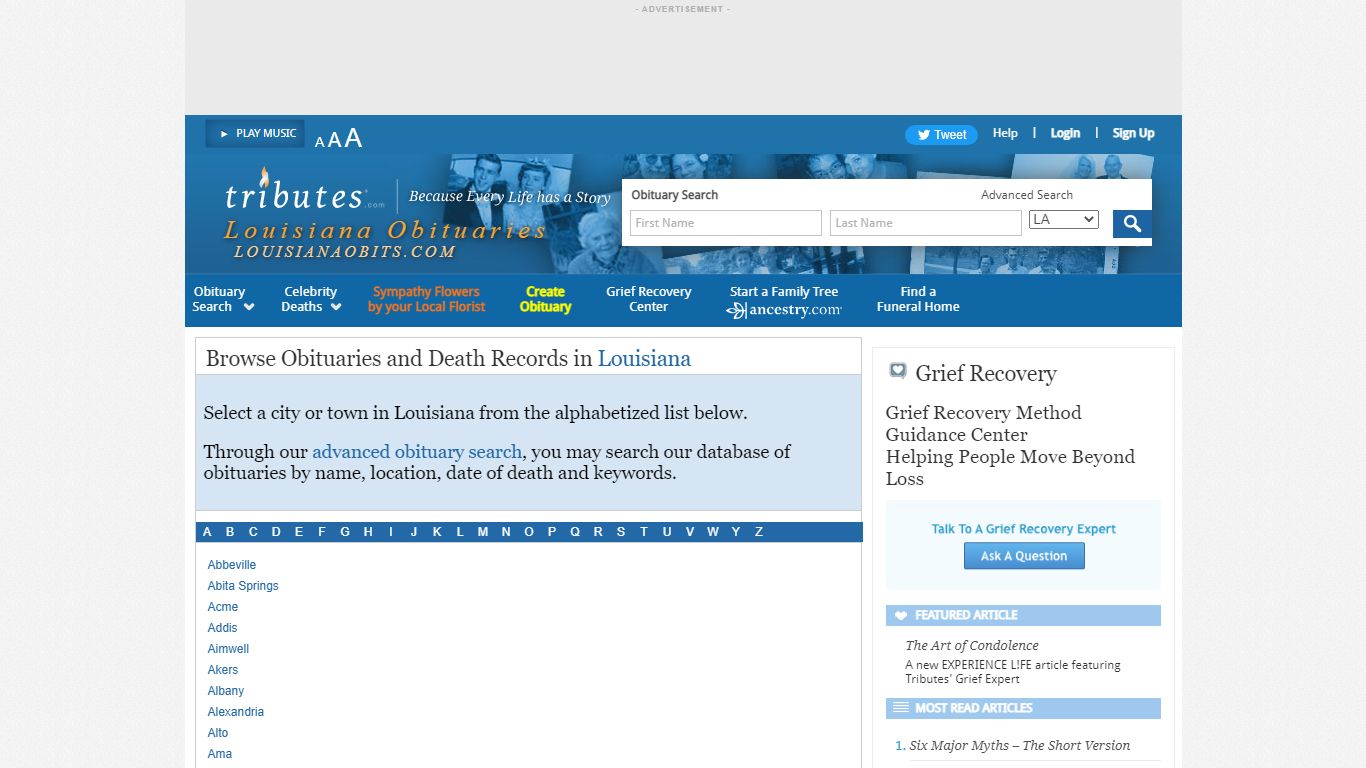 Louisiana Obituaries - Latest Obituaries in Louisiana - Tributes.com
