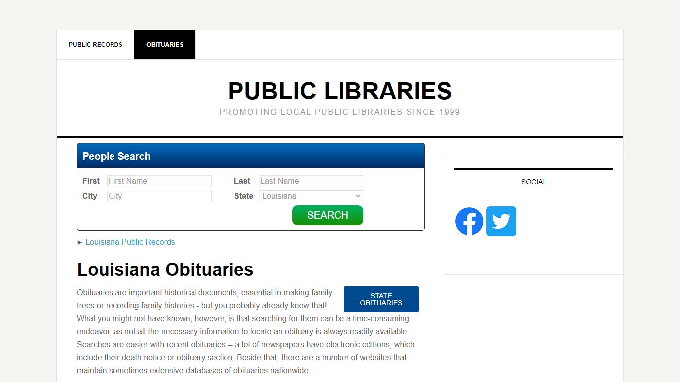 Louisiana Obituaries - Public Libraries